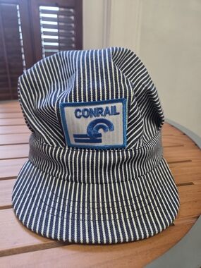 Blue and White Stripe Engineer Cap